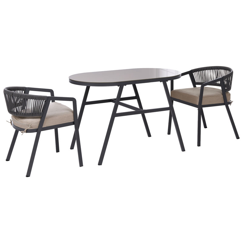 2 - Person Patio Dining Set with Oval Table, Grey