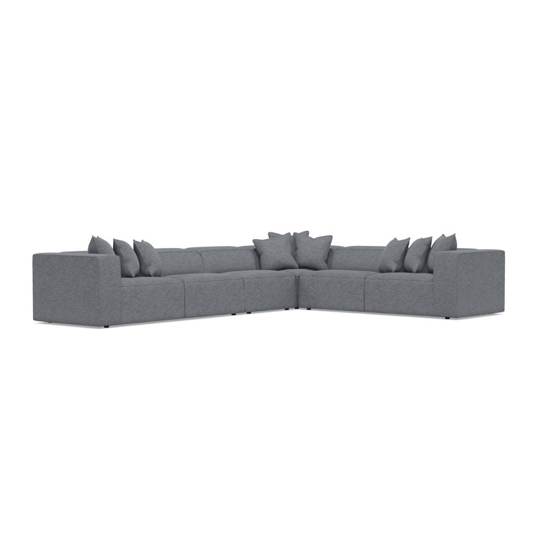 Bliss Sectional, 28" H x 160.5" W x 123.5" D, Dark Gray Polyester Blend