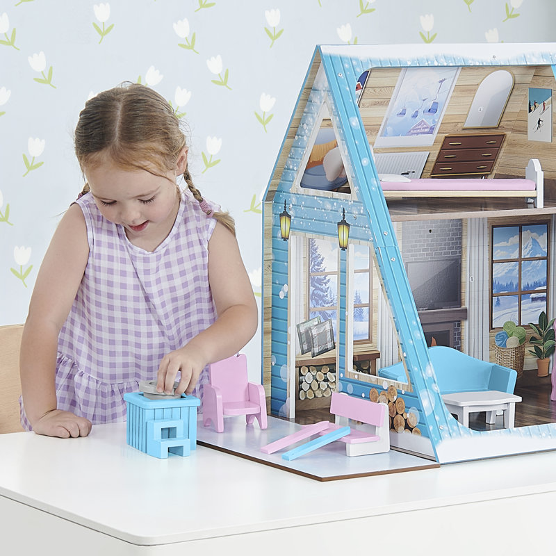 Delta Children Ski Chalet A-Frame Dollhouse - Includes 15 Accessories - Fits 12-inch Dolls - Pretend Play Dream Gift for Ages 3+
