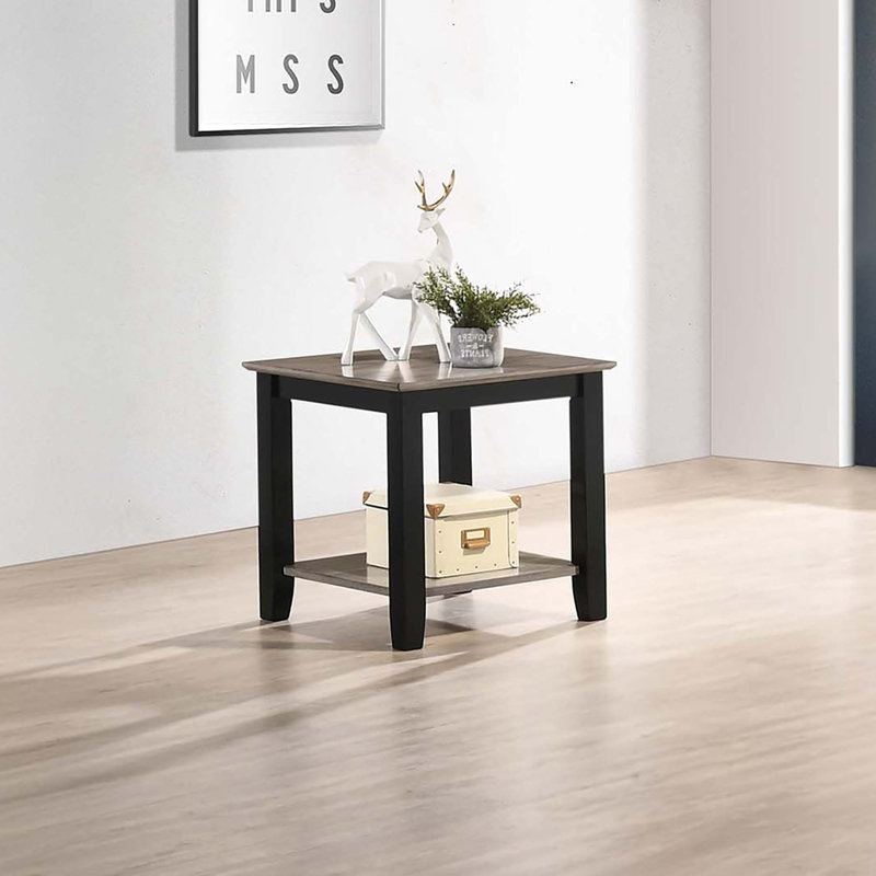Table de bout moderne à 2 tons avec table de bout et rangement sous la table