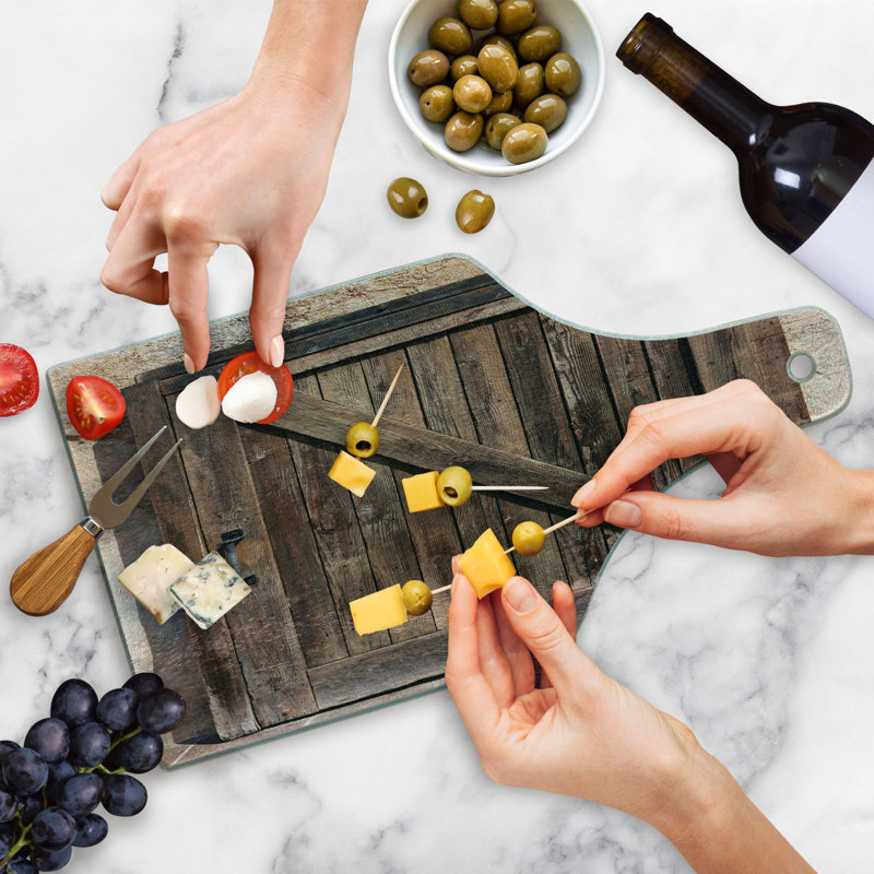 Rustic Brown and Beige Glass Cutting Board with Handle