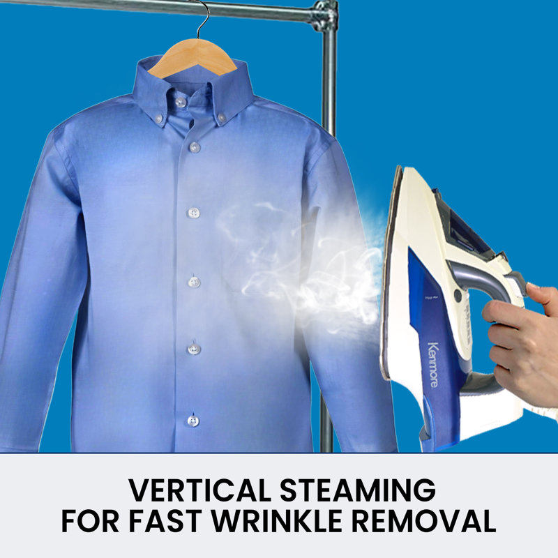 Kenmore White and Blue Digital Steam Iron with Stainless Steel Soleplate