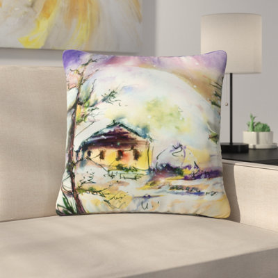 Cabin In The Snow Throw Pillow