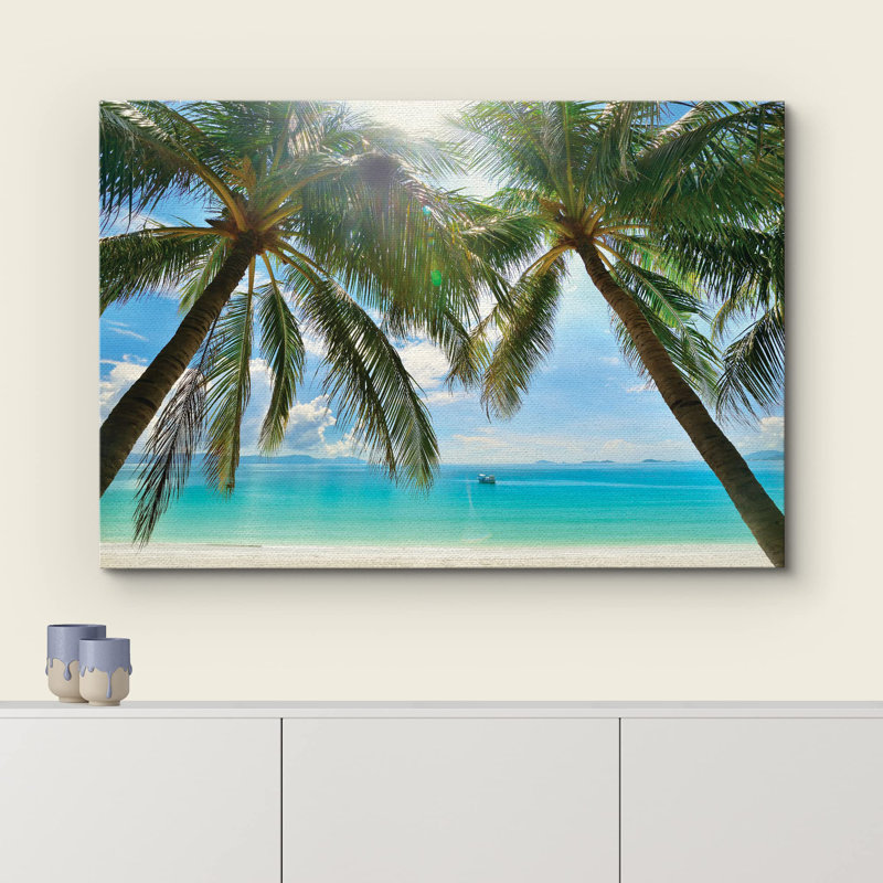 Art sur toile océan, palmiers tropicaux, Toile tendue, H 12 po x l 18 po