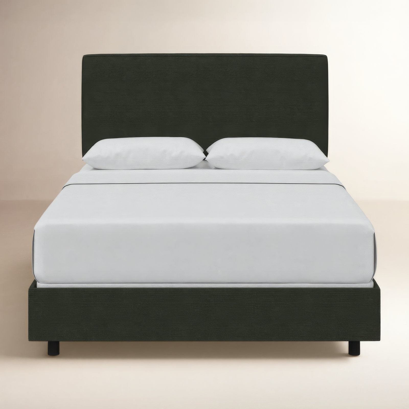 Marquise Upholstered Bed, Twin, Classic Black Linen