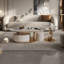 Table basse ovale en pierre claire-107393373