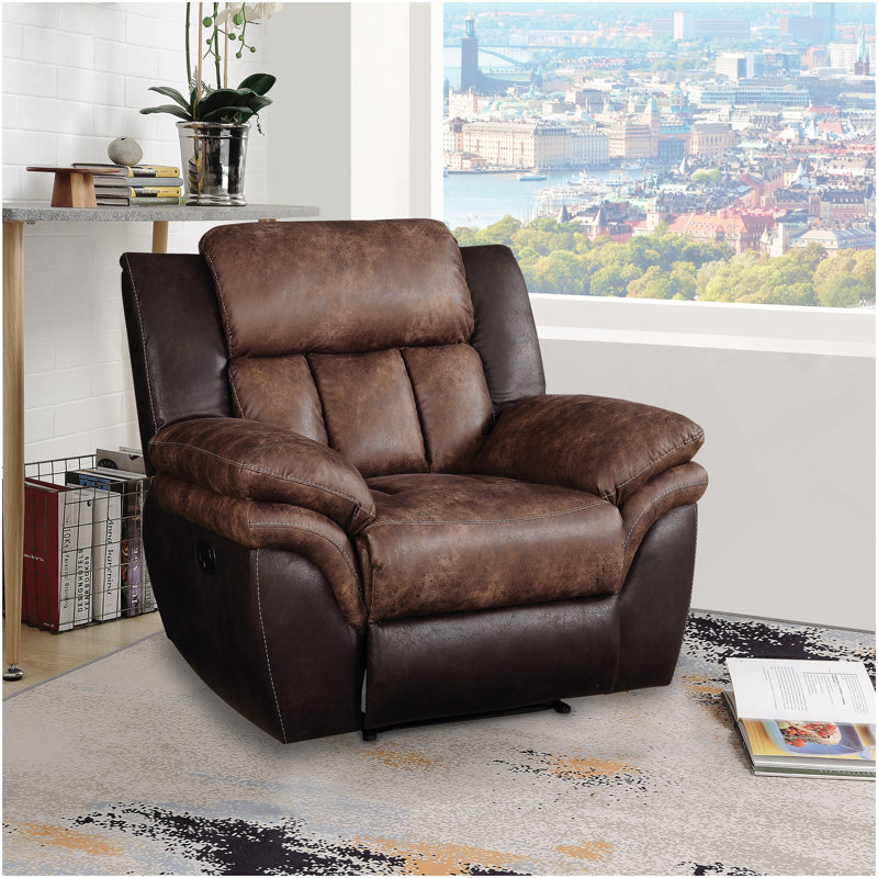 Fauteuil inclinable touffeté poli caramel et espresso