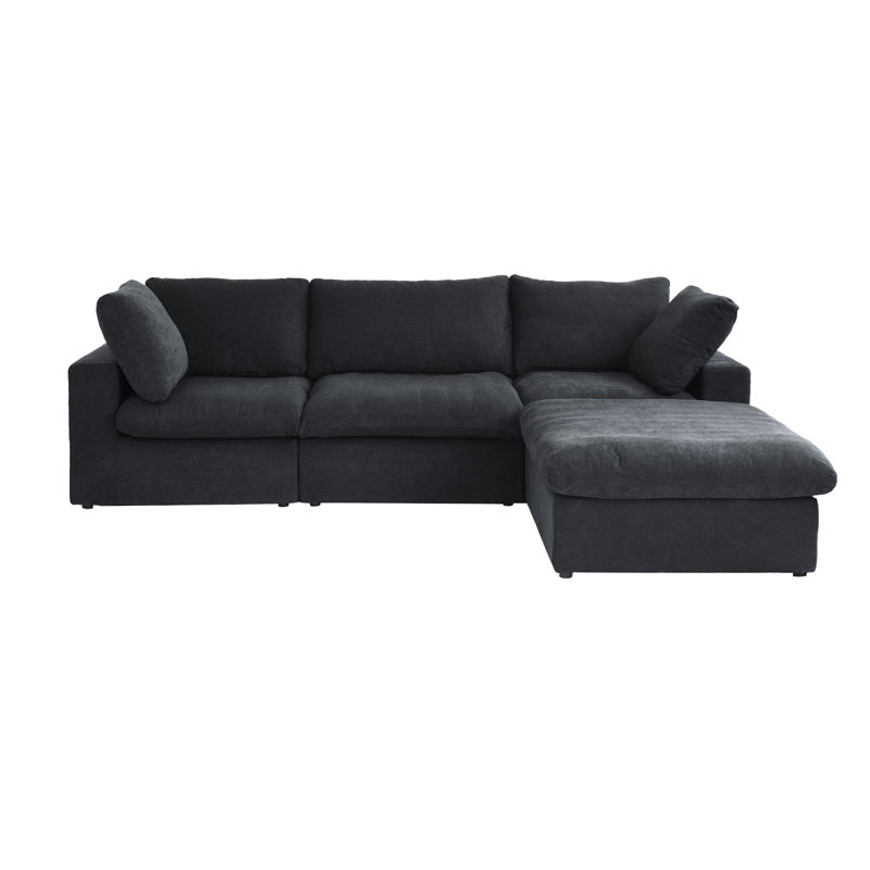 Kenda 4 - Piece Slipcovered Sectional, Black Linen Blend
