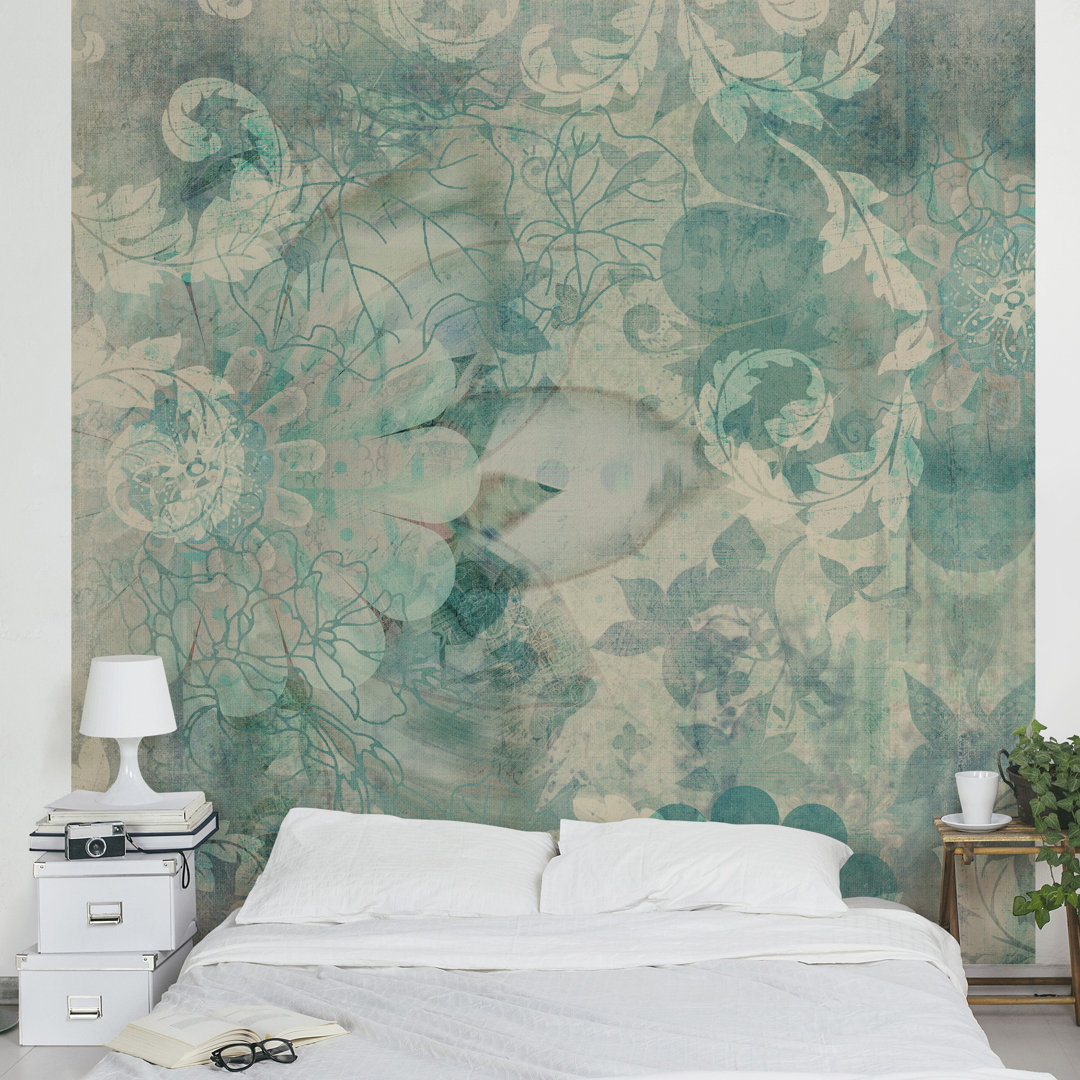 Icy Flowers 1.92m x 1.92m Textured Matte Peel & Stick Wall Mural