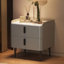 Table de chevet moderne avec 2 tiroirs spacieux, plateau de table en marbre et pieds résistants aux égratignures pour la chambre à coucher ou le salon-1982027242