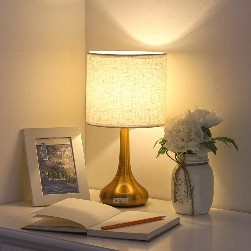 Metal Table Lamp, Gold, 13.8" H x 7.1" W x 7.1" D