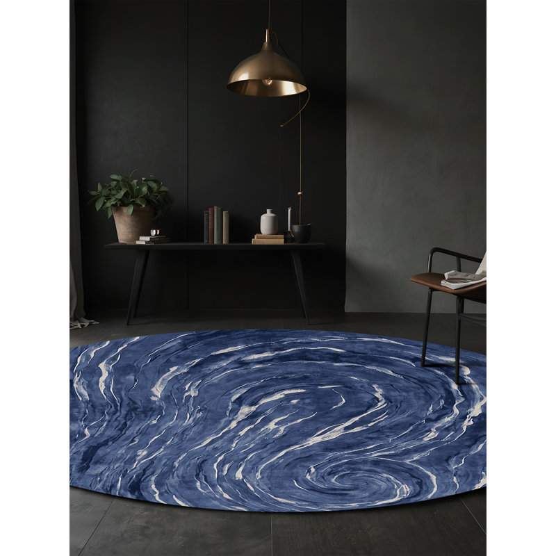 Machine Washable Gray Area Rug, Round 8'