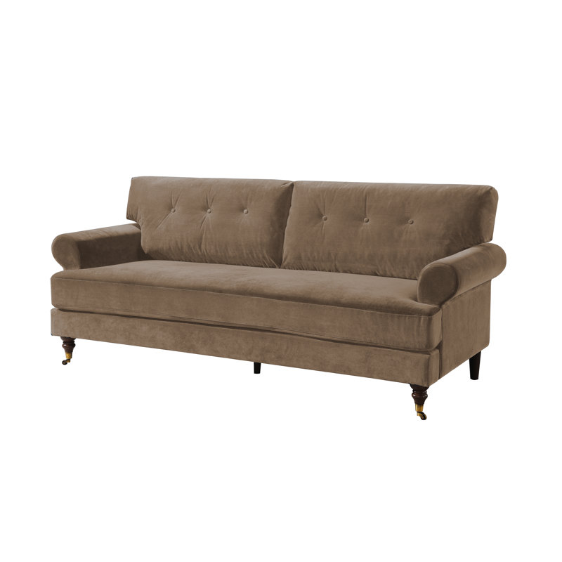 Lenapah 3 Seater Velvet Rolled Arm Sofa, Brown