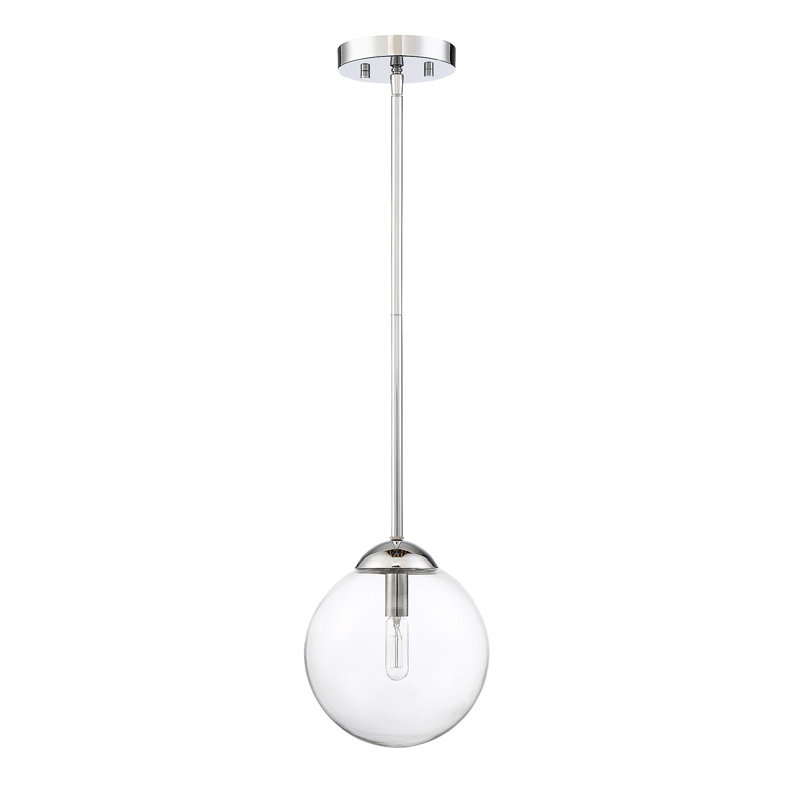 Luminaire suspendu à globe unique à 1 lumière, Chrome