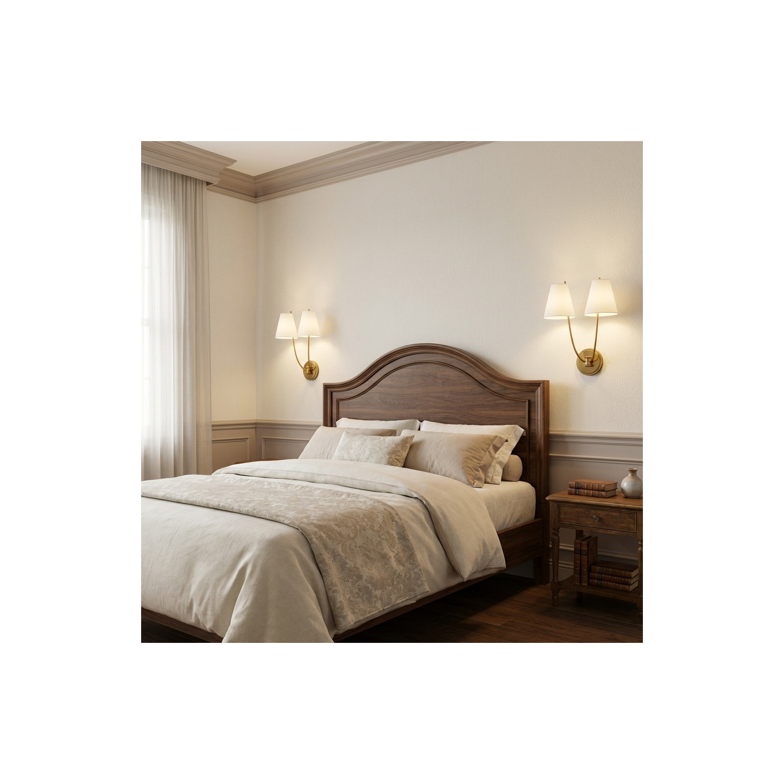 Reyes 18 Double Sconce, Burnished Brass
