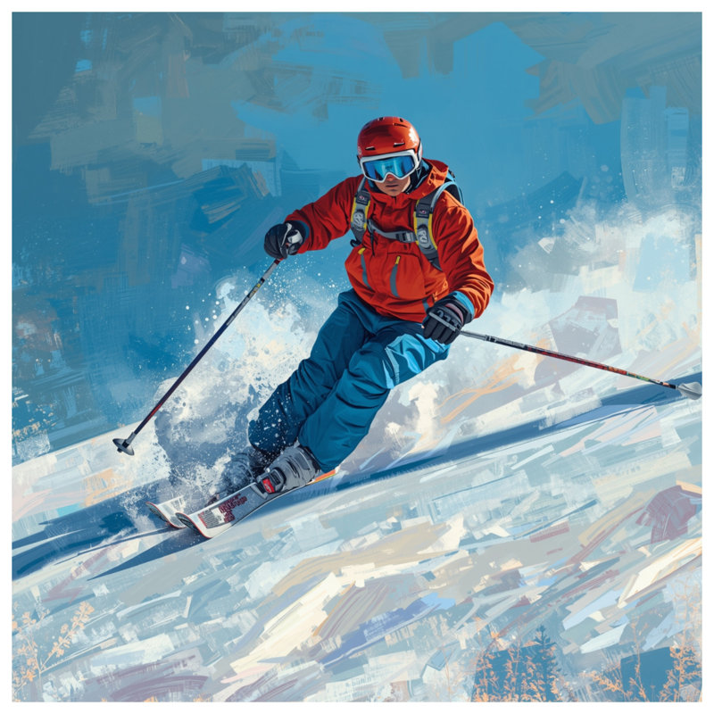 Skier In Action Comforter, Twin