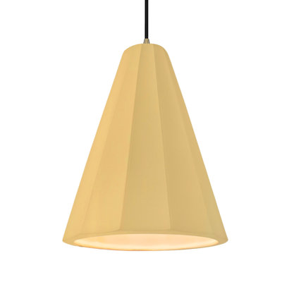 Radiance - luminaire suspendu 1 lumière cannelé - jaune estompé - laiton antique - l 9 po x H 13 po - DEL dédiée - cordon noir