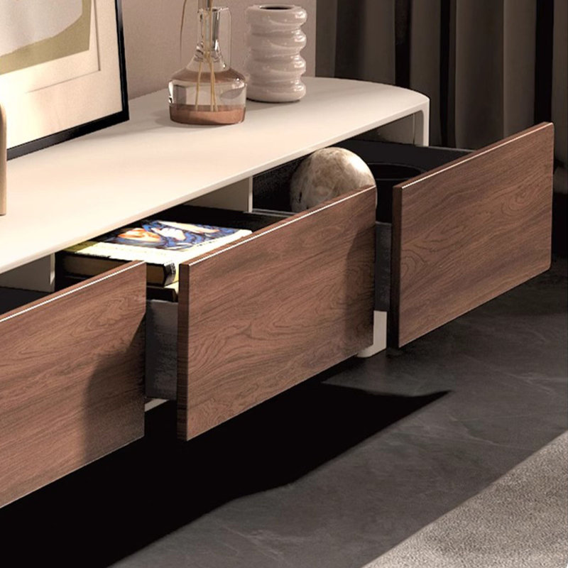 Meuble télé en bois manufacturé noyer et beige