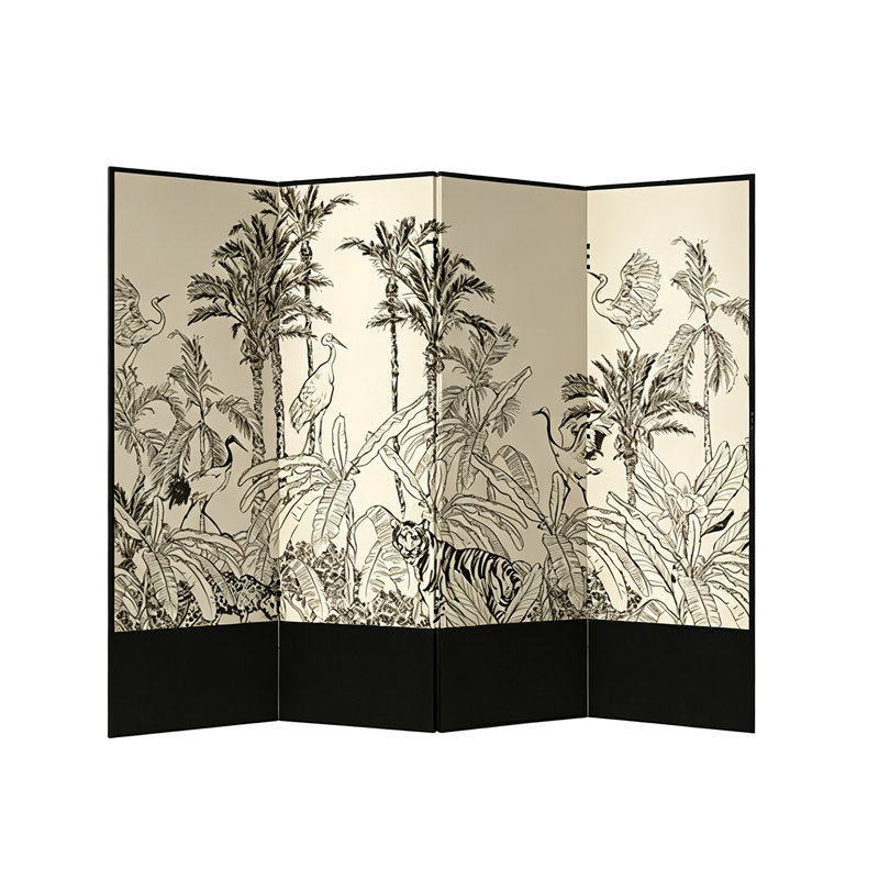 Paravent chinois en bois massif, H 70,87 po x l 94,49 po x P 1,38 po