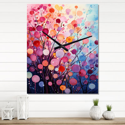 Pink Futuristic Fusion I - Abstract Collages Wall Clock Oversized