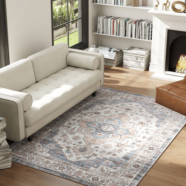 4' x 6' Vintage Style Flannel Faux Fur Area Rug, Soft Non-Slip Washable Rug, Rectangle 4' x 6'