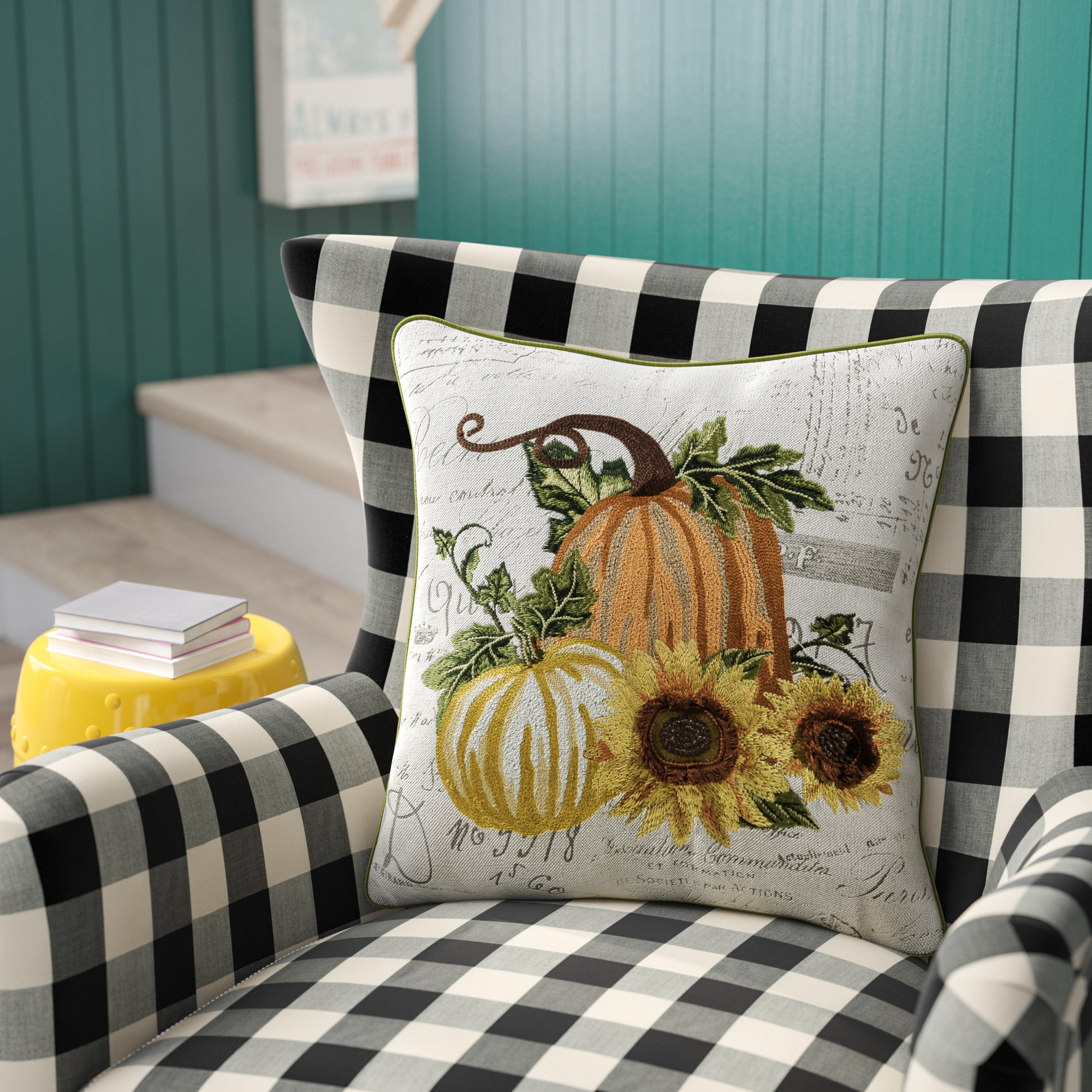 August Grove® Cory Perfect Fall Pumpkin Square Pillow Cover & Reviews | Wayfair