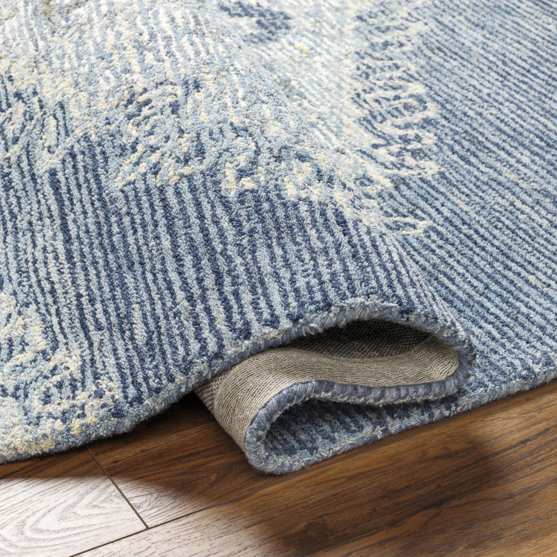 Vivianne VVE-2303 Hand Made Rug, Rectangle 2' x 3', Blue/White