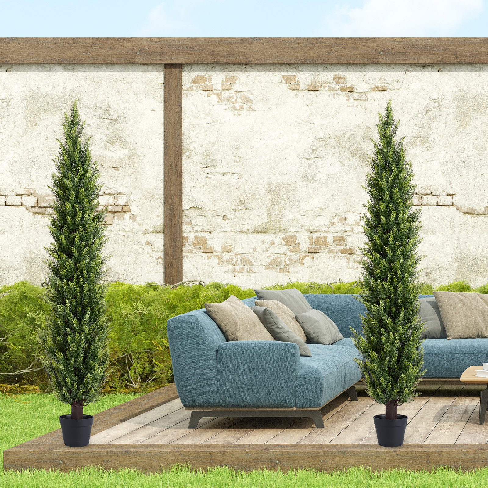 72" Cedar Topiary in Pot, 72" H x 12.6" W x 12.6" D