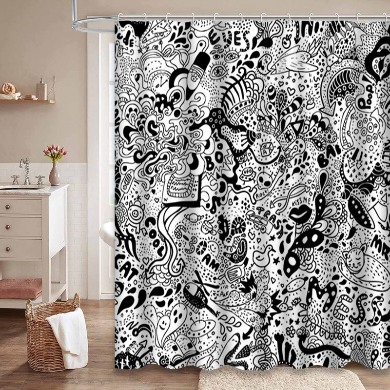 Rideau de douche Doodle, L 72 po x l 78 po