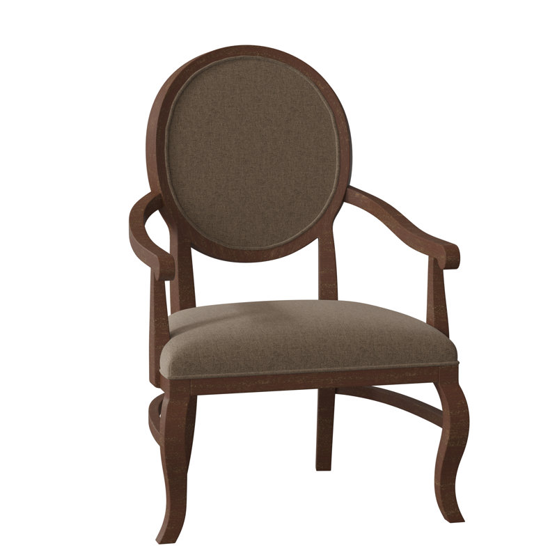 Oakland Upholstered King Louis Back Arm Chair, 8789 Bark, Walnut
