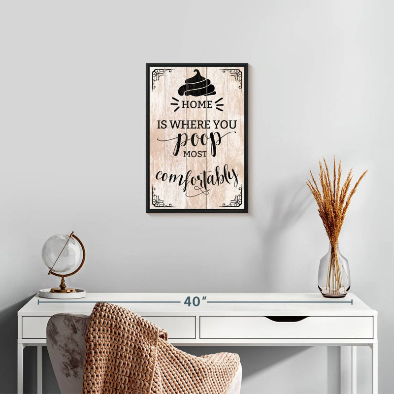 Home Poop Typographie, 13 po x 19 po, Cadre flottant noir