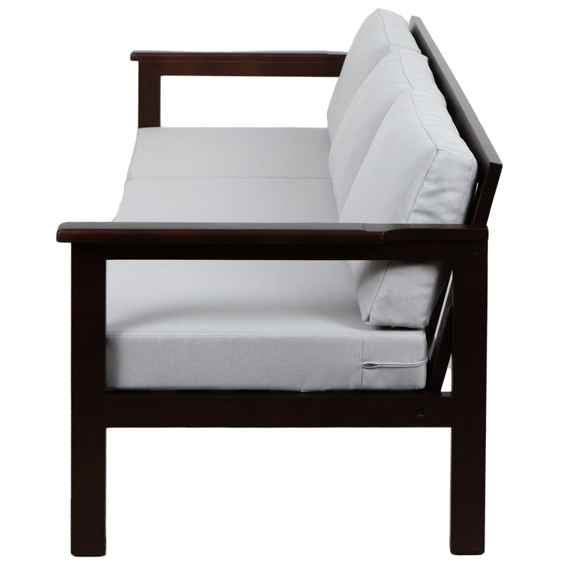 Jaqualyn 164cm Wide Pine Garden Sofa with Cushions, Black, Platinum