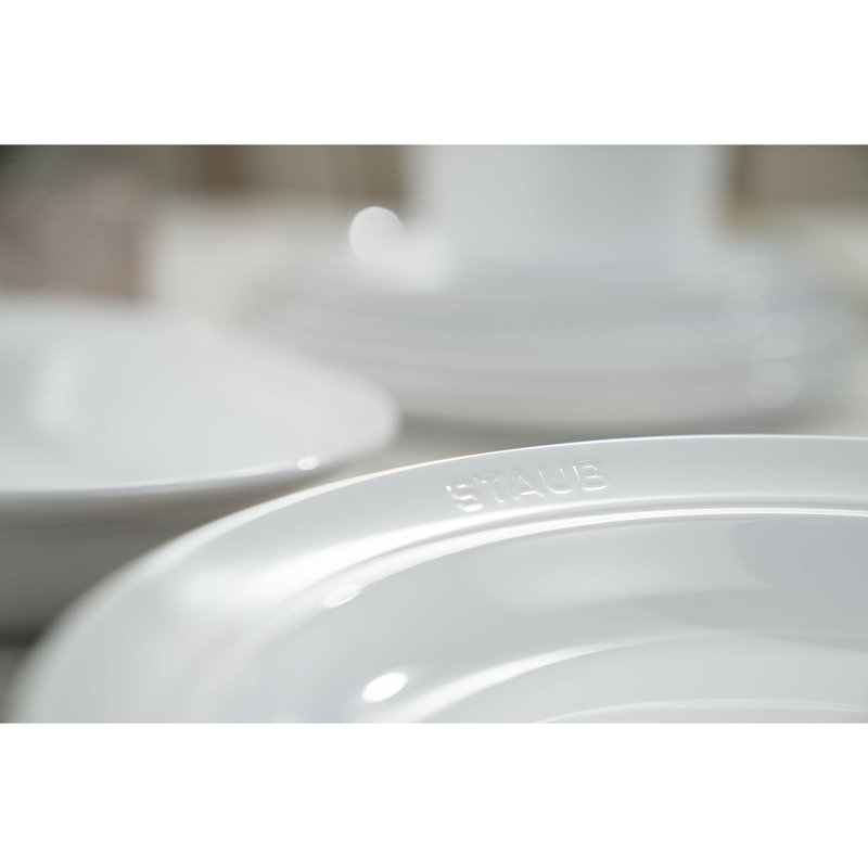 Ceramic Dinnerware White 9.69" Dinner Plate, Set of 4