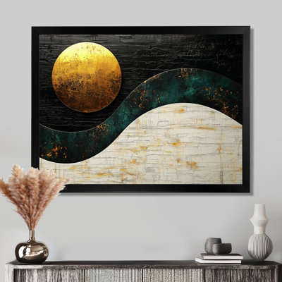 Lune sans limite dorée et noire - rêverie géométrique abstraite