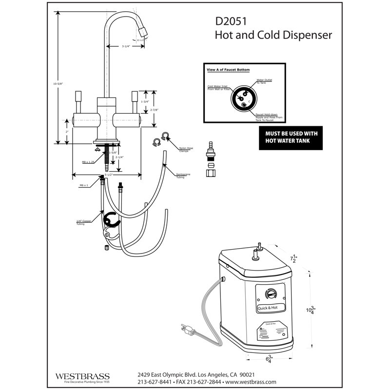 Victorian 9" 2-Handle Hot and Cold Water Dispenser Faucet with Heating Tank, Oil Rubbed Bronze