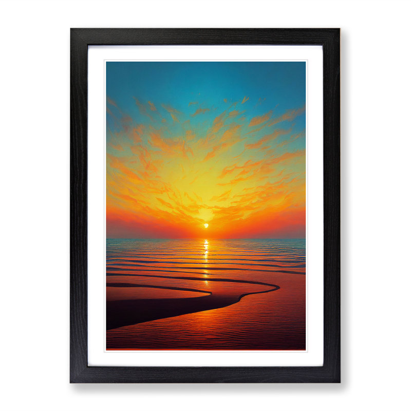 Enlightening Sunset - Framed Print, Black, 64cm H x 46cm W