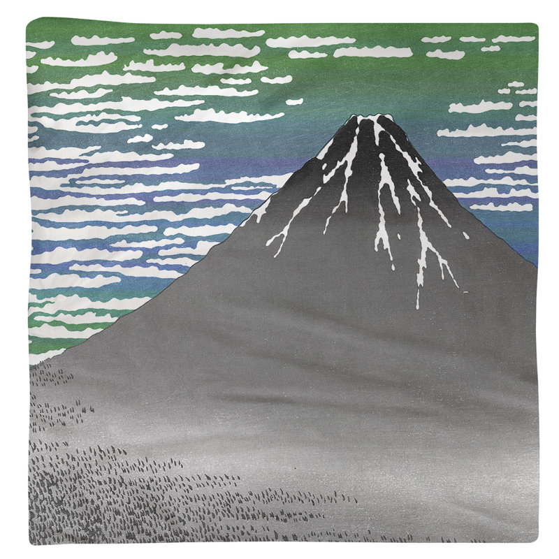 Katsushika Hokusai Cotton Square Napkin, Green/Blue Sky