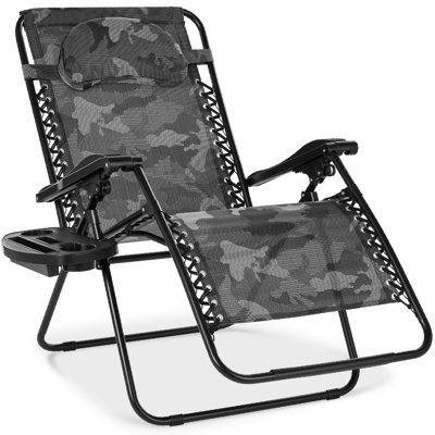 Oversized Zero Gravity Chair, Folding Outdoor Patio Recliner W/ Cup Holder - Camouflage by Latitude Run