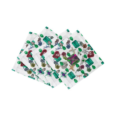 Jewel Box Emeralds Cotton Sateen Cocktail Napkins