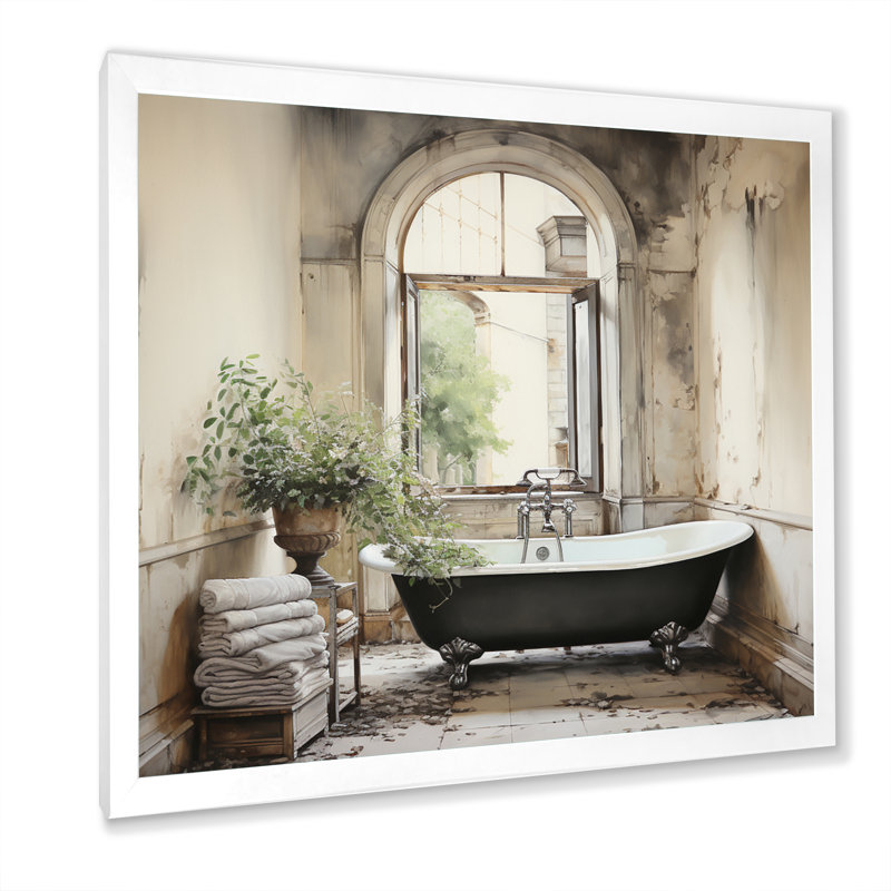 «Bath Bath» de Tranquility II - art mural, H 16 po x l 16 po x P 1 po, Cadre simple blanc