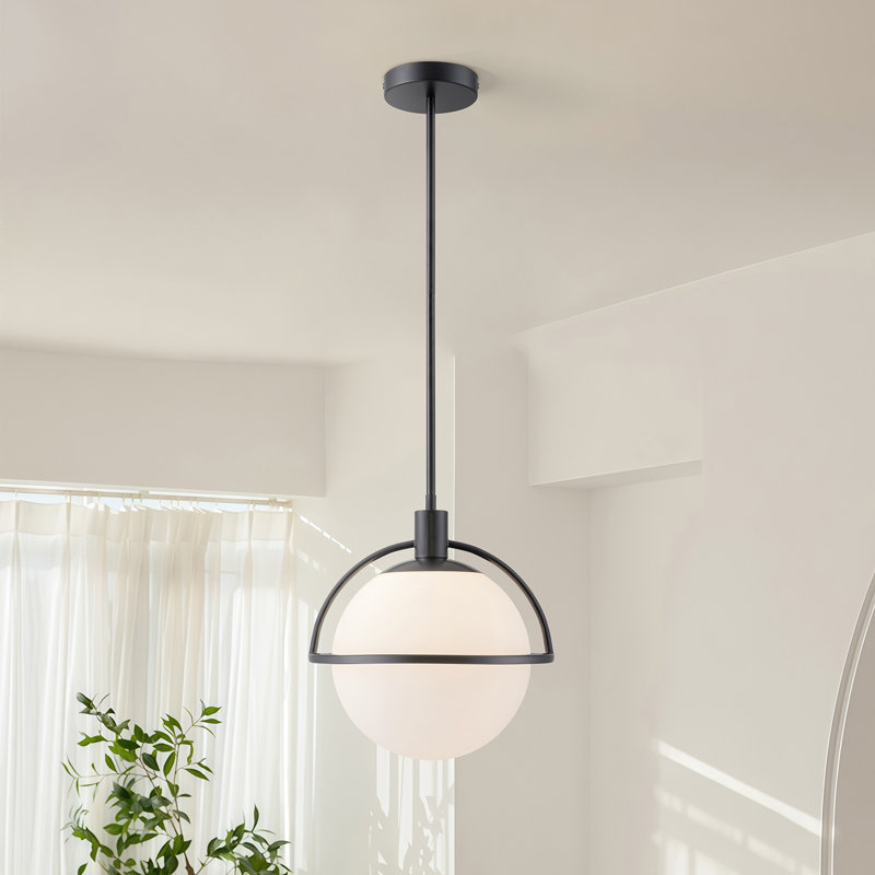 Luminaire suspendu à intensité variable à un globe de 10,82 po Gladi, Noir mat