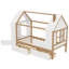 Lit plateforme simple avec tiroirs, lit maison en bois massif avec tablettes, conception enfantine, blanc et naturel-1475585666