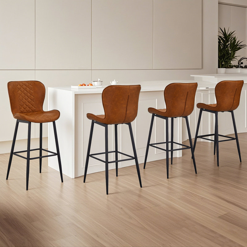 Ensemble de 4 tabourets de bar en similicuir à hauteur de comptoir Abraham