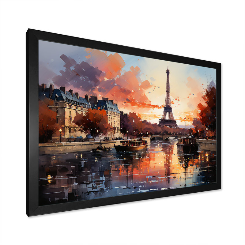 Automne, Paris, coucher de soleil sur la tour Eiffel - Art mural de la ville de Paris, H 12 po x l 20 po x P 1 po