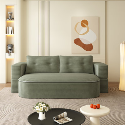 78.7" Convertible Folding Sofa Bed With Multi Functional Blanket And 2 Soft Pillows,Modern Corduroy Convertible Sleeper Sofa Bed With Deep Seat For Living Room, Apartment,