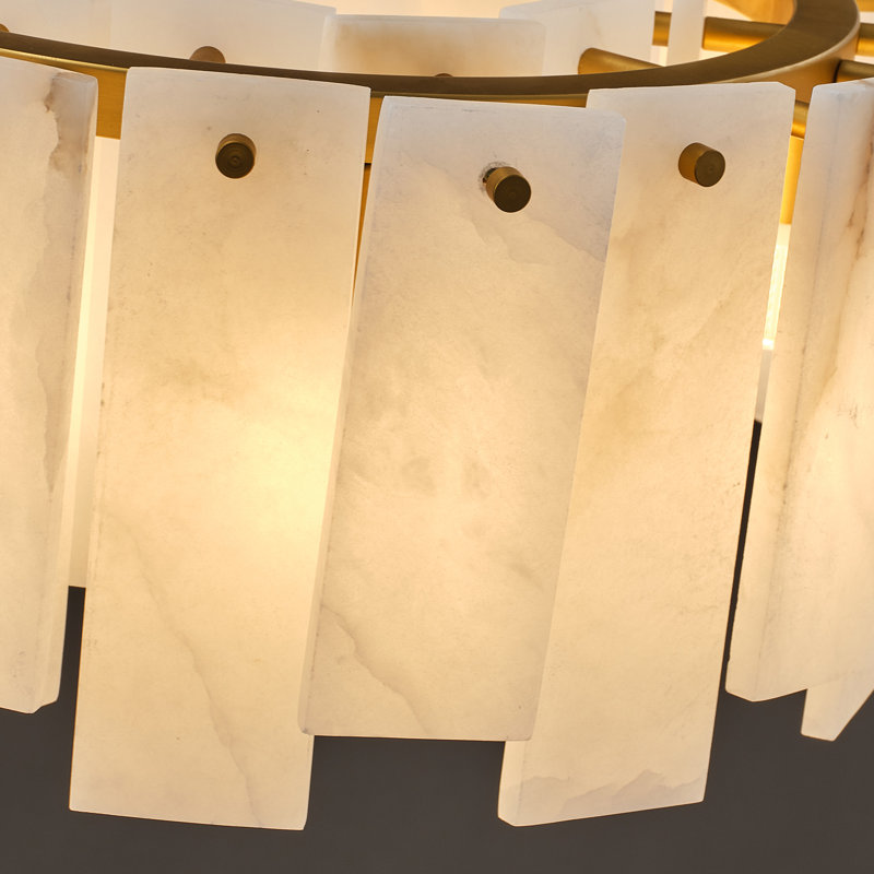 Lustre de 47,2 po pour îlot de cuisine rectangulaire albâtre doré (ampoules incluses)