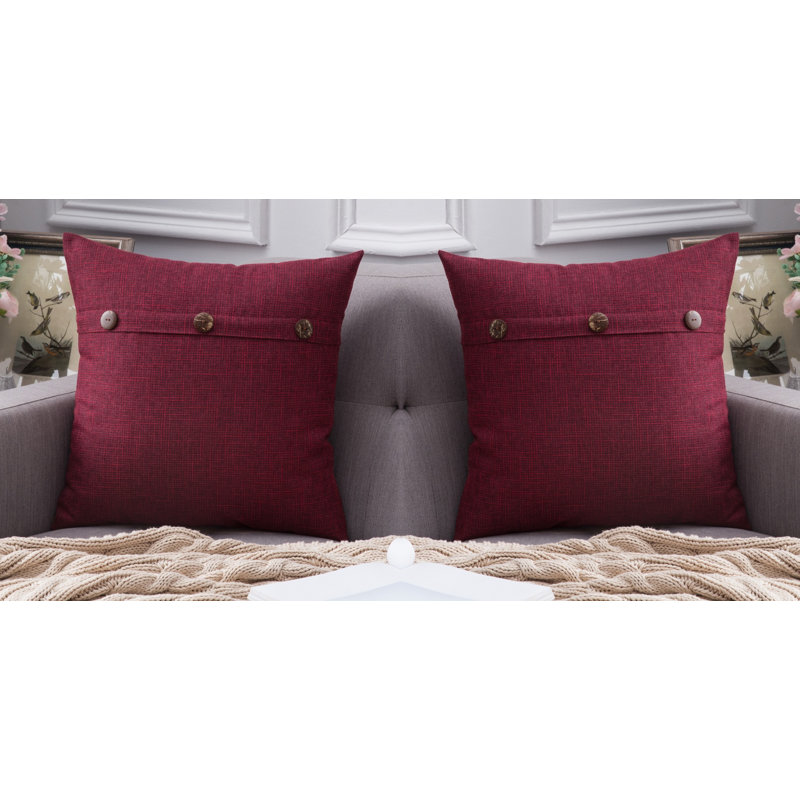 Chenille Geometric 18'' Throw Pillow Cover, Red
