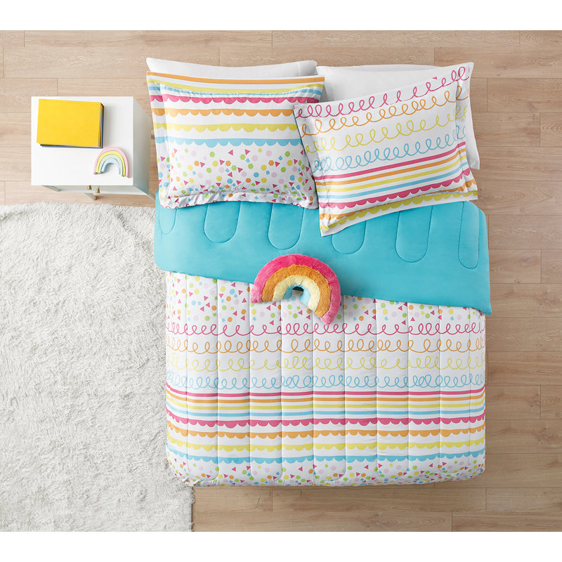 Full Blue Microfiber Kids Reversible Comforter Set