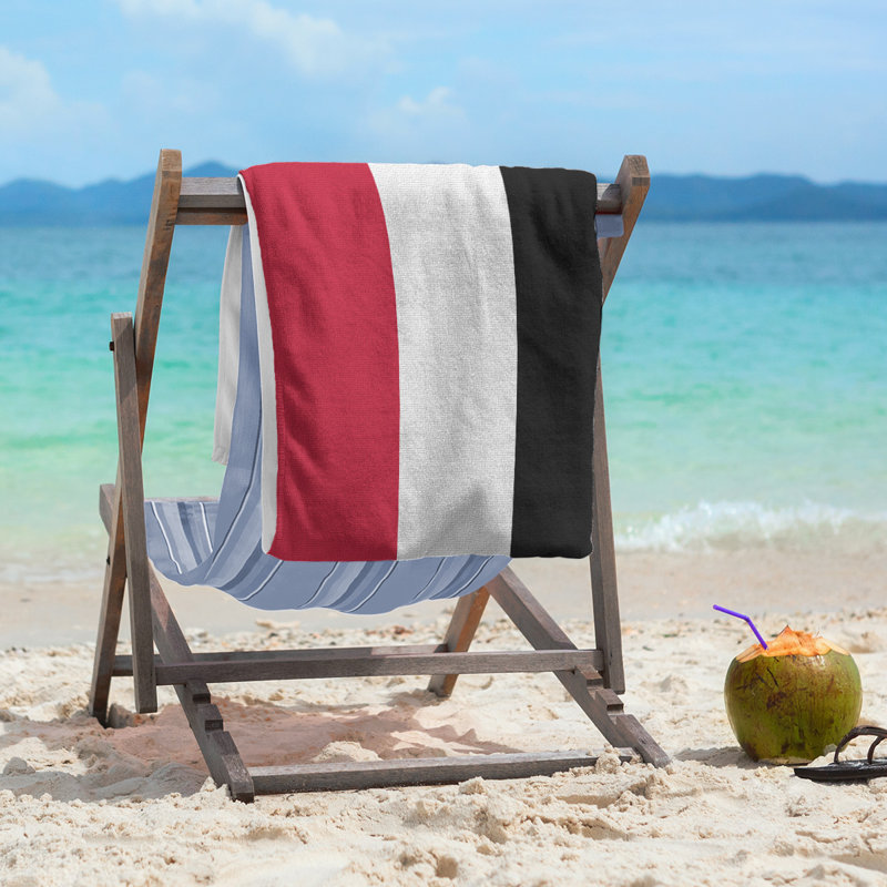 Beach Towel, Black/White/Red