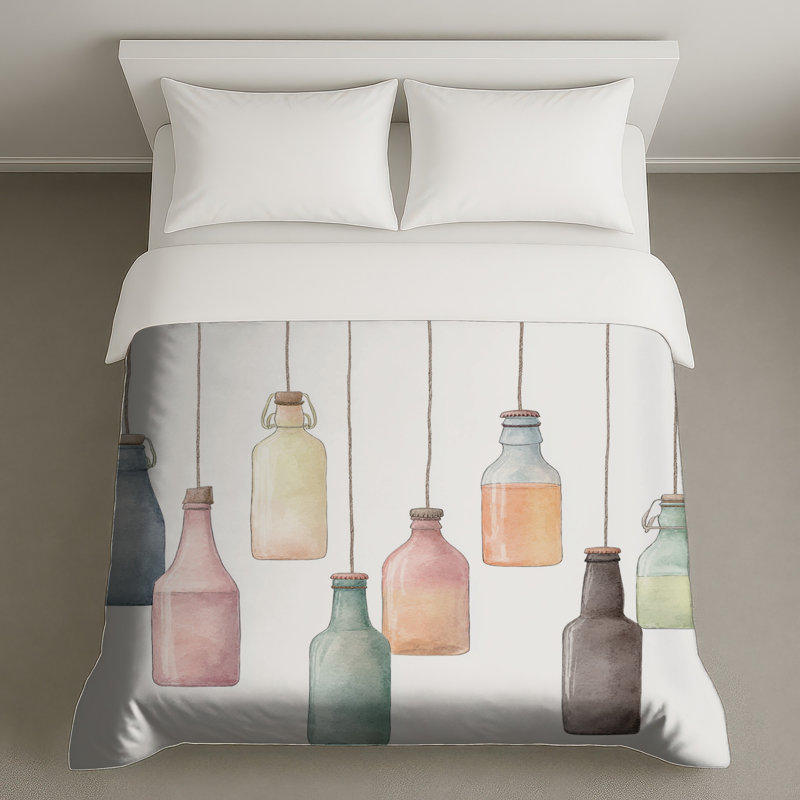 Housses de couette suspendues de bouteilles rétro, Lit simple
